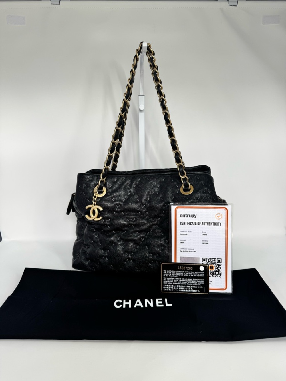 Authentic CHANEL Wild Stitch Tote in Black Caviar Leather with Gold Hardware - Picture 2 of 16
